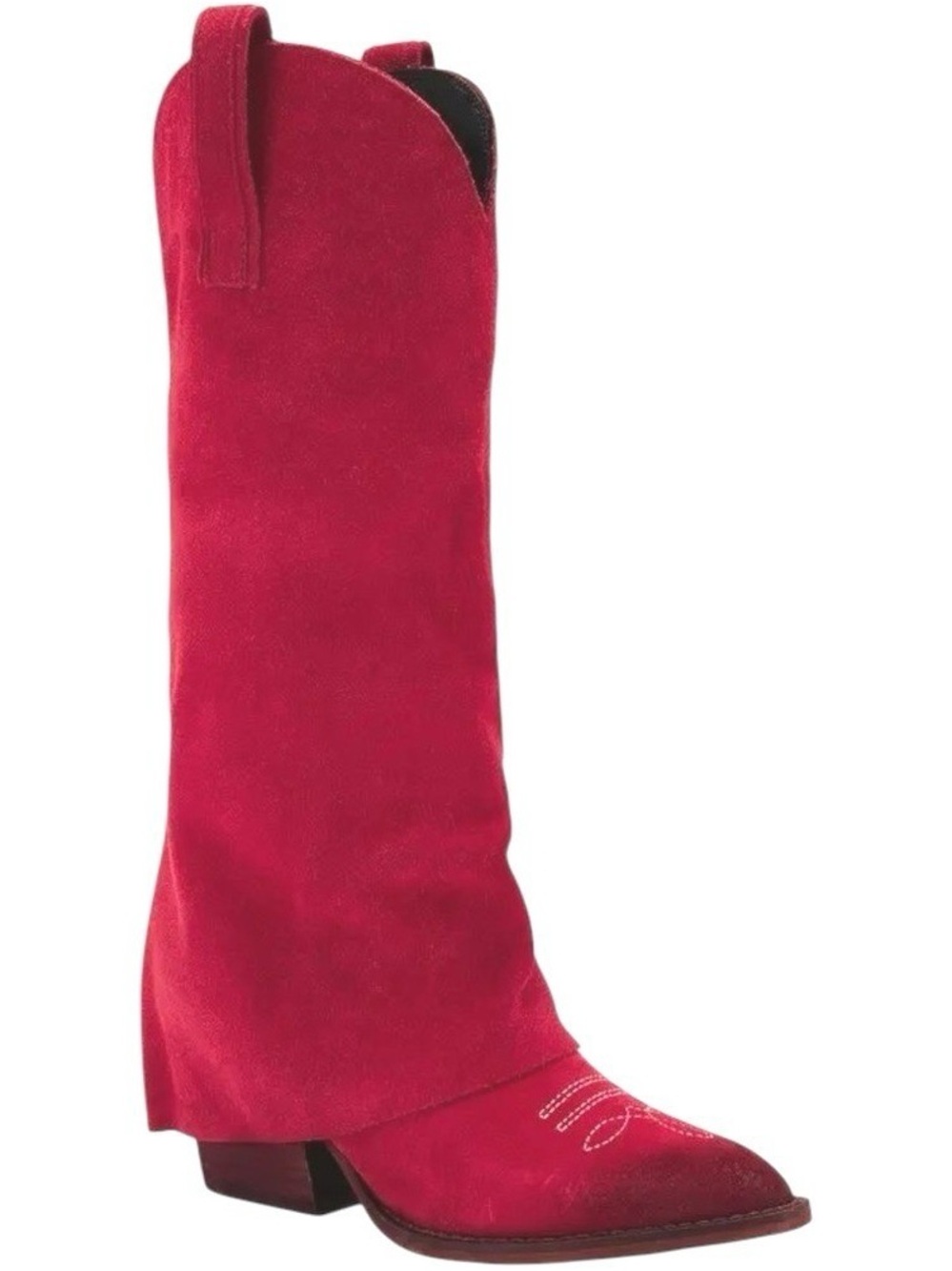 Steve Madden Red Suede Knee-High Western Boot